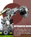 Heavy Duty Rear ABS Modulator Valve and Electronic Control Unit Assembly for 4S 4M and 6S 6M Tractor, 12V ATC, Five Point Five PSI Crack Pressure, Direct Fit Replacement for Heavy Duty Trucks and Farm Equipment 4725002230 S4725002230, shown with integrated design next to tractor.