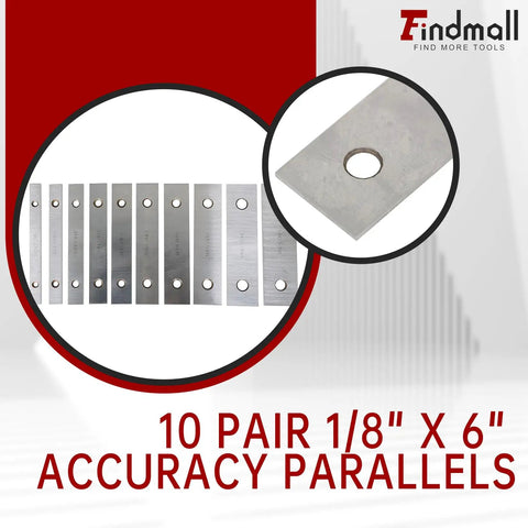 Thin Parallel Bar Set Pro Grade Ten Pairs One Eighth Inch Thick By Six Inch Long Precision Parallels For Machinist Lathe Tools