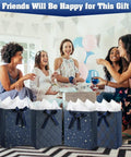 Four Pack 9 Inch Gift Bags In Premium Blue With Tissue Paper Medium Size 7x4x9 Inches Great For Birthdays Baby Showers