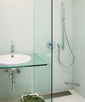 Bathroom with Polished Chrome Corner Shower Foot Rest Bar With Easy Install Must Have No Slip Knurled Grip Wall Mounted Shower Step Stool