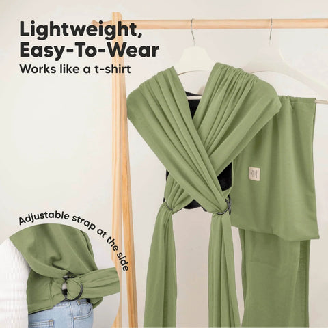 D Lite Baby Wrap Carrier Ring Sling For Newborn To Toddler with ergonomic comfort and breathable fabric on display, lightweight.
