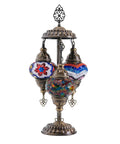 Boho Mosaic Glass Triple Globe Turkish Table Lamp With Handmade Moroccan Lampshade In Purple 21 Inch Tall US Plug And E12 Socket