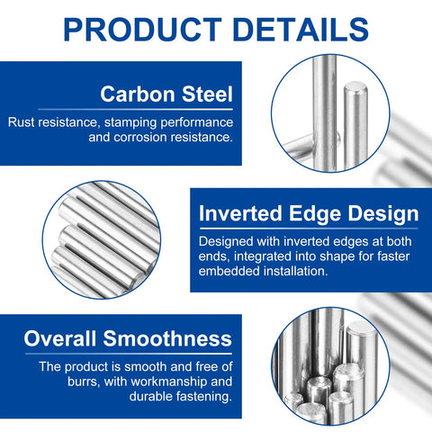 30 Piece 6mm By 40mm Stainless Steel Dowel Pins Shelf Support Pegs Fasteners Assortment Kit For Durable Wood And Metal Shelving Projects Silver Handyman Friendly DIY Ready carbon steel dowel pins close-up