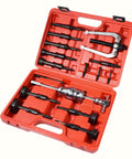 Sixteen Piece Blind Hole Pilot Bearing Internal Extractor And Puller Set With Slide Hammer Removal Tool Kit For Automotive And DIY Repairs Fast Damage Free Extraction Pro Grade Performance A Must Have For Pros And Weekend Warriors in red case