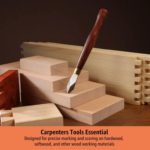 Top Shelf Precision Woodworking Marking Knife Bang On Dovetail Layout Scriber For Hella Clean Cut Lines High Carbon Steel on wood blocks.