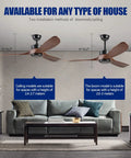 52 Inch Outdoor Ceiling Fan Without Light With 3 Solid Wood Blades, Remote Control, shown installed in a living room setting
