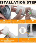 Installation guide for Flexible 4 Inch Dryer Vent Hose Kit with double 90 degree elbow, showing easy steps for setup.
