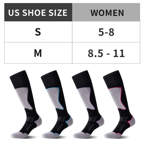Merino Wool Ski Socks 2 Pack Thermal Warm Knee High For Snowboarding And Skiing Thick Cushioned Knee And Heel Keep Your Feet Toasty