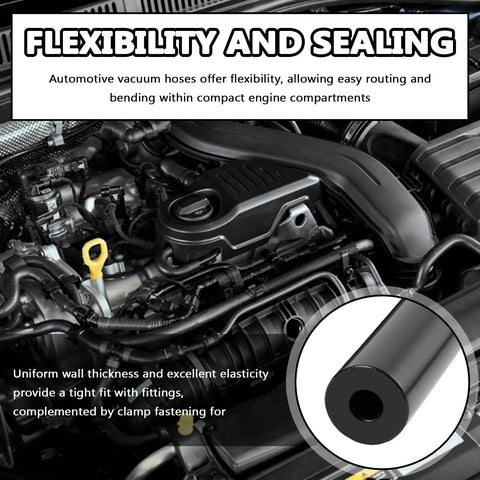 Engine showing Silicone Vacuum Hose Kit For Cars Six Sizes From 1/8 To 3/8 Inch With 64 Connectors And 24 Clamps 94 Piece Set