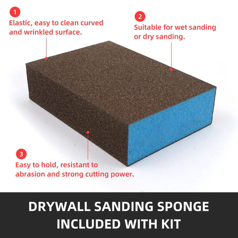 Drywall sanding sponge from Spackle Wall Repair Kit For Drywall DIYers Fix Cracks Nail Holes Graffiti With Mending Agent Putty Scrapers