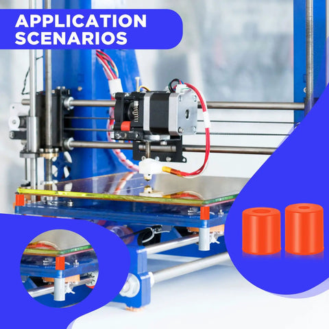 Image of 3D printer with 12 Pack 3D Printer Heatbed Mounts Beefy Silicone Leveling Spacers installed for CR10 and Ender 3.