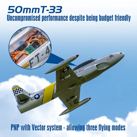 RC Jet Plane For Hobbyists 50mm T 33 EDF With Vector Flight Stabilization System PNP No Battery No Charger No Radio Yellow Color