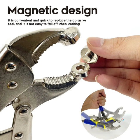 Pro Grade Snap Fastener Tool Kit For Boat Covers With Heavy Duty Snap Setter Pliers And Canvas Snaps 60 Sets Of 15mm Stainless Snaps Includes Hole Punch Die And Magnetic Mold Head For Easy DIY Install in use showing magnetic design