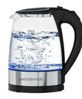 Electric Kettle Glass With No Plastic Contact With Water Auto Shut Off Fast Boil 1.8L Borosilicate Glass Stainless Steel Interior 1000W Hot Water Boiler For Tea And Coffee Black