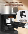 Straight Up Smooth Electric Conical Burr Coffee Grinder Sporting 30 Precision Adjustments with portafilter cradle for espresso.