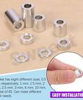 Visible are parts of the 65Pcs M3 Aluminum Spacer Kit With 3.1Mm ID And 6Mm OD Eight Lengths From 0.5 To 10Mm Unthreaded Round Standoffs Silver Finish with a close-up installation view.