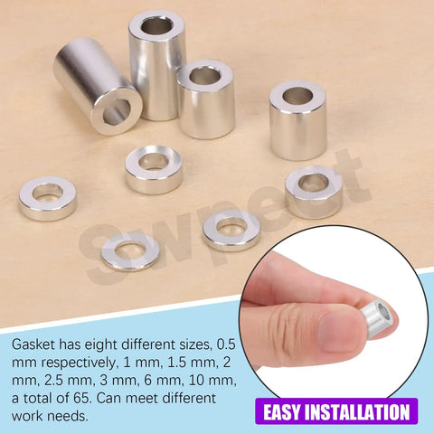 Visible are parts of the 65Pcs M3 Aluminum Spacer Kit With 3.1Mm ID And 6Mm OD Eight Lengths From 0.5 To 10Mm Unthreaded Round Standoffs Silver Finish with a close-up installation view.