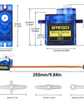 SG90 9G Micro Servo Motors With Beefed-Up Metal Gear, 4 Pack dimensions and parts layout, fast 0.08s per 60 degree turn