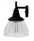 Cypress Grove 4 Light Natural Black Iron Vanity Light With Clear Holophane Glass Shade, side view, medium size