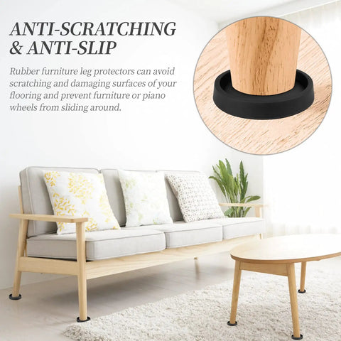 No Slip Two And A Half Inch Furniture Coasters Caster Cups on couch legs in living room setting