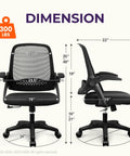 Ergonomic Office And Gaming Chair With Lumbar Support And Breathable Mesh Back Adjustable Height Swivel Rolling Wheels Flip Up Arms dimensions