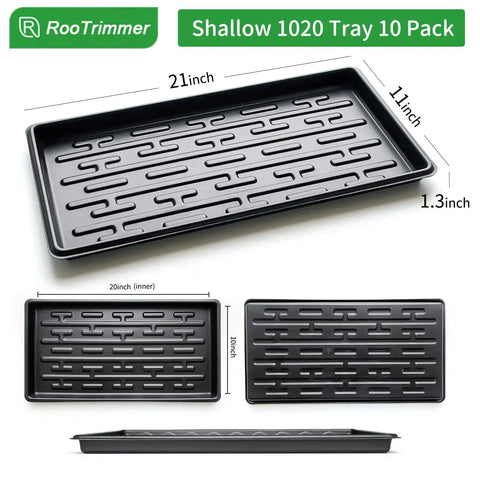 Shallow 1020 Nursery Trays For 200-Cell Plug Seedlings, 1.3 Inch Depth, No Holes, Microgreen Germination Ready, 10 Pack, Built To Hold, Carry, And Move Seedlings With Ease