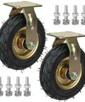 Trusted Beefy 8 And 10 Inch Swivel Caster Wheels 2 Pack Heavy Duty Pneumatic Rubber Casters with hardware for utility carts.