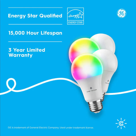 Color Changing Smart LED Bulbs A19 with Bluetooth and Wi Fi, Works With Alexa and Google Assistant, 4 Pack, energy details