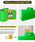 Portable Eye Wash Station With Wall Mount OSHA Approved Emergency Eye Wash Unit Includes Sign And Two Inspection Tags First Aid Units For Workplace Safety Job Site Ready 9 Gallon Bright Green shown with installation method