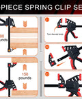 4-piece spring clip set demonstration of a 90 Degree Corner Clamps For Woodworking, Trigger Clamp Set For Carpentry Projects, showing weight capacity.