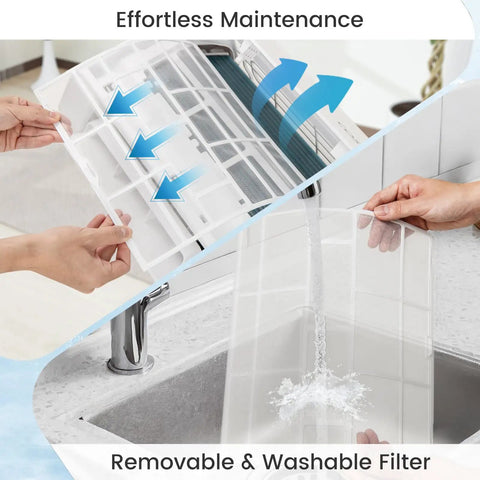 Removable and washable filter for Top Shelf 36000 BTU Tri Zone Mini Split Air Conditioner featuring easy maintenance.