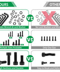 Comparison of 860 Piece Metric Screw Set With M2 M3 M4 M5 Machine Screws, Lock And Flat Washers, 12.9 Grade Alloy Steel with others
