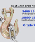Close-up of Eight Pack Clevis Grab Hooks Five Sixteenths Inch Grade Seventy Forged Steel for Tow Chains 5400 lbs Limit
