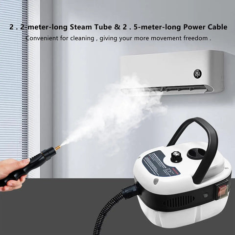 Heavy Duty 2500W Handheld Steam Cleaner With 3 Quick Swap Brushes Rapid Heating Portable Steamer for cleaning with steam tube.