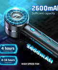2 Pack Portable Handheld Turbo Fan With 7000rpm High Speed Motor USB Rechargeable 2600mAh battery close-up