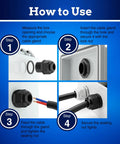 How to use guide for Three Pack One Half Inch NPT Stainless Steel Cable Glands With KableLock NPT 304 Stainless Cord Grip Strain Relief Adjustable Locknut IP68 Waterproof Gland Protectors For Industrial Machinery Outdoor Use.