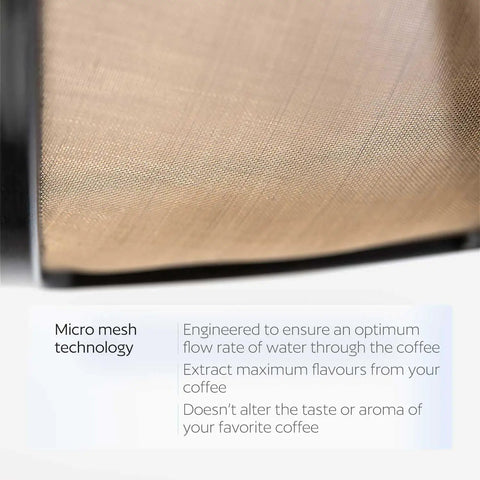 Micro mesh of Reusable Carafe Basket Coffee Filter For K-Duo Brewers Hot And Iced Gen 2 highlights technology benefits