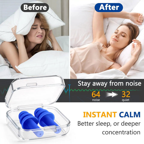 50 Pairs Reusable Silicone Ear Plugs With NRR 32dB For Sleeping Snoring Swimming And Noise Blocking All Night Comfort Waterproof