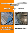 Comparison of stainless steel and galvanized sheet used in Grease Tray With Catch Pan For Gas Grills, Adjustable Stainless Drip Pan Fits 24 To 30 Inch Grill Width, Durable Replacement Part For Nexgrill Expert Grill Kenmore BHG And More.