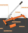 No Sweat Laminate Floor Cutter With Badass Leverage Handle, featuring galvanized steel blade and sturdy working base for straight cuts.