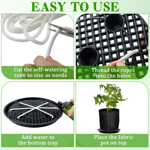 Five Pack 12 Inch Self Watering Plant Saucers, Durable Plastic Plant Trays With Bottom Water Catcher, Great For Indoor And Outdoor Pots, Auto Irrigation System For 1 To 5 Gallon Fabric Grow Bags