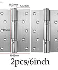 Hidden Self Closing Door Hinge Kit, Heavy Duty Steel Spring Closer with Self Rebound Positioning, 6 Inch, 2 Pack, front view