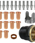Top Grade 23 Piece Plasma Cutter Torch Kit With.040 In Consumables includes copper nozzles, electrodes, and other components.