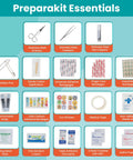 PreparaKit Essentials travel kids' first aid kit, 75-piece teal set with scissors, bandages, and ointments