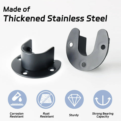 Four Pack U Shaped Closet Rod Brackets 1 Inch Versatile Wardrobe Rod Holders For Closet Curtains Heavy Duty Mounting Hardware No Fuss Install Adjustable Depth 0.9 To 2.2 Inches Fits 26 Mm Opening Diameter, thickened stainless steel