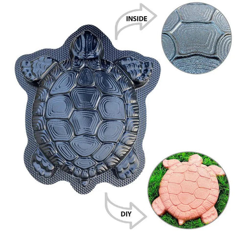 DIY Concrete Stepping Stones Mold Kit With Turtle Statue Texture For Garden Pathway, Reusable Plastic Mold, Non Slip Surface