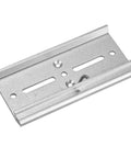 Silver Din Rail Fixed Clamp Clip For 35mm Relay Mounting Beefy Aluminum Alloy Bracket with secure grip and countersunk screws.