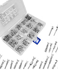 290Pcs Automotive Electrical Wire Terminal Pins Kit With 21 Types Non Insulated Crimp Terminals for 12V Wiring shown in case