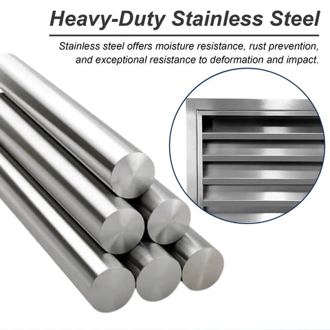 Heavy-duty stainless steel materials for Built To Last Louvered Drywall Vent Grill With Slim Profile And No Sweat Mounting.