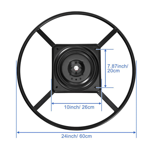 24 Inch Heavy Duty Steel Swivel Base With 360 Degree Rotation And 10 Inch Square Mount Plate top view with measurements
